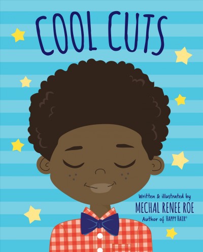 Book cover for Cool Cuts, showing a smiling child wearing a red checkered shirt and a bowtie.