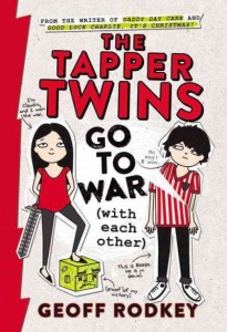 book jacket of the tapper twins go to war (with each other) depicts a boy and a girl