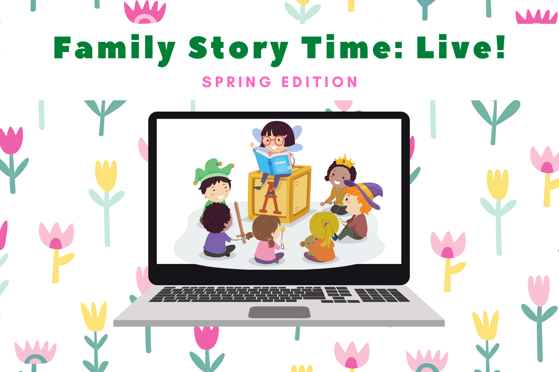Family Story Time Live! Spring Label