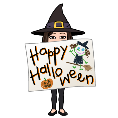 Witch holding Happy Halloween Sign