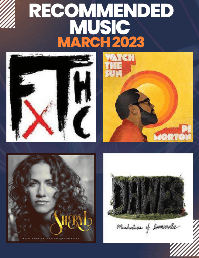 Decorative image containing four unique album cover images, with text.