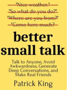 Front cover of Better Small Talk showing canned lines like "Where are you from?" and "Nice weather, huh"? crossed out