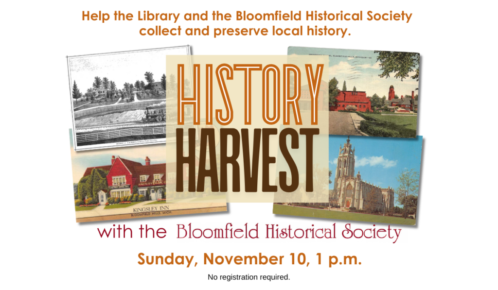 History Harvest, November 10 at 1pm