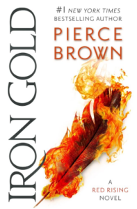 Front cover of Iron Gold showing a feather in flames