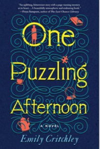 Front cover of One Puzzling Afternoon showing a labyrinthine graphic on a dark blue background