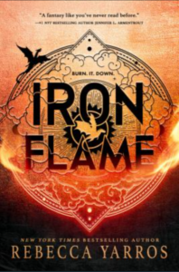 Front cover of Iron Flame showing a fiery scene