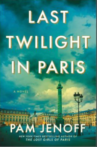 Front cover of Last Twilight in Paris showing one of the city's majestic public squares and an evening sky; the streetlamps are not yet on