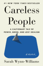Front cover of Careless People showing a blue mousepad with a shark's fin on the surface