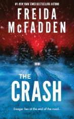 Front cover of Crash showing a car driving down a snow-covered road, lights coming toward the viewer. The sky behind is red.