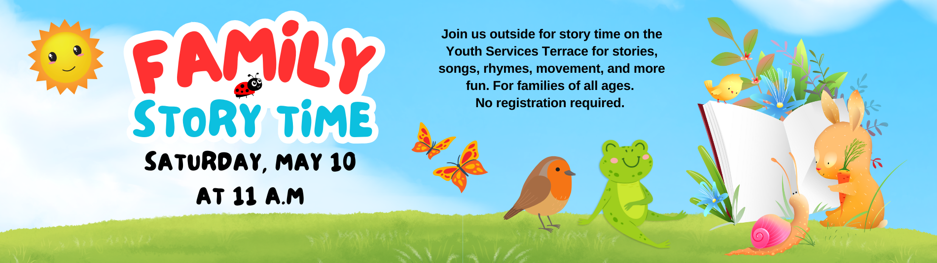 Family Story Time on May 10 at 11 a.m.