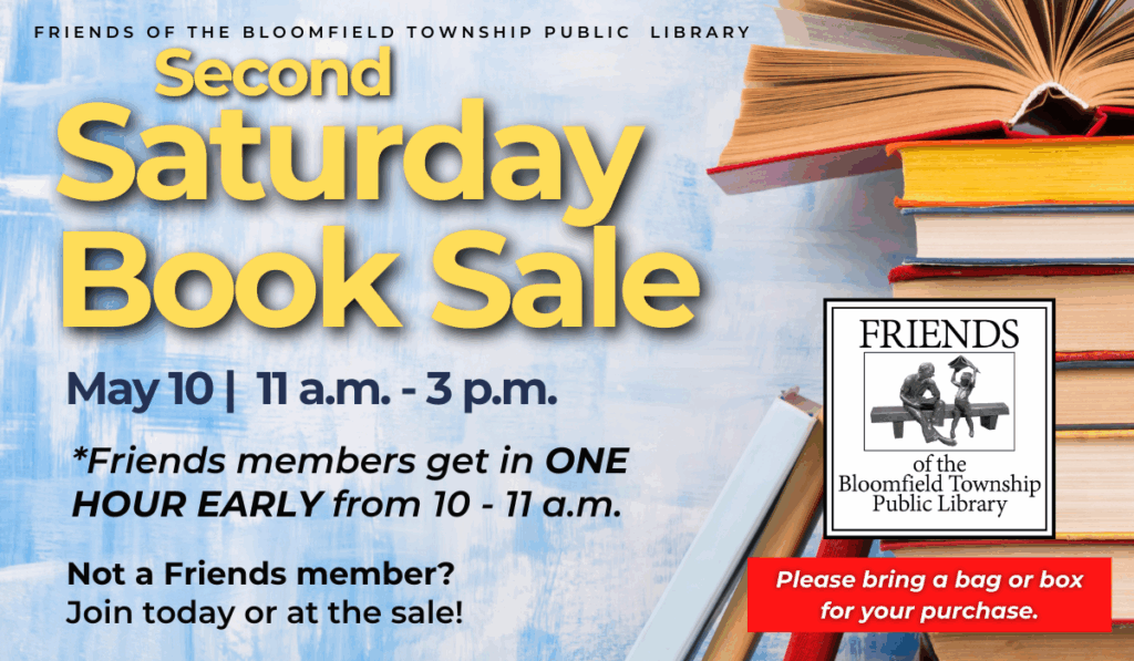 Second saturday book sale on May 10 from 11 a.m. to 3 p.m.
