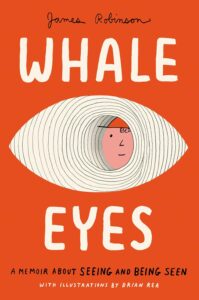 Image of a large white eye filled with curved lines and a boy's hand-drawn face peering out a tunnel-like pupil.