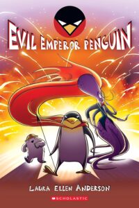 Image of a cartoon snowman in a hat, penguin with a red scarf, and purple octopus.