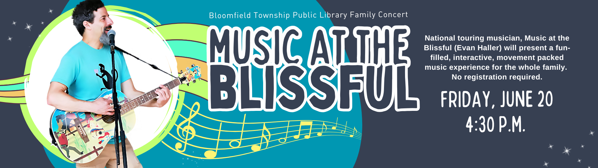 Music at the Blissful Concert on June 20 at 4:30 p.m.