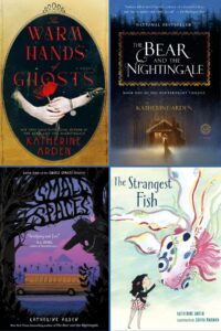 Collage of covers of four books by Katherine Arden, all are mentioned in the post.