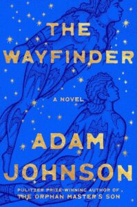 Book cover with old lettering and outlined human figures appear amid stars on a blue background with an illustrated, celestial theme.