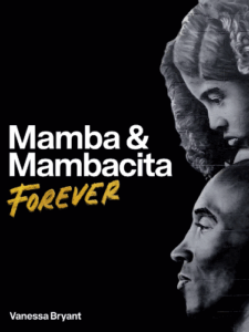 Black and white mural showing a man and young girl on a dark background, both facing forward, with bold white text ahead of them.