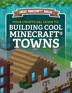 A cover showing pixelated Minecraft-style building against a vibrant blocky background.