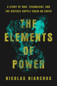 Book cover showing a blue-green mineral against a black background, with bold yellow lettering.