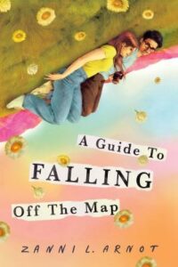 Two teens lie sideways on grass scattered with daisies, set against a colorful background; this is the book’s cover art.