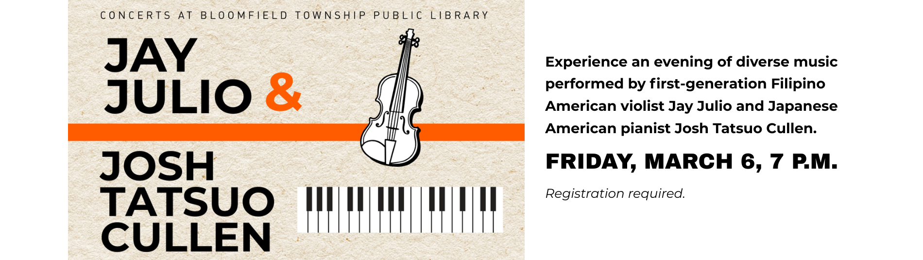 Jay Julio and Josh Tatsuo Cullen concert on March 6 at 7 p.m.