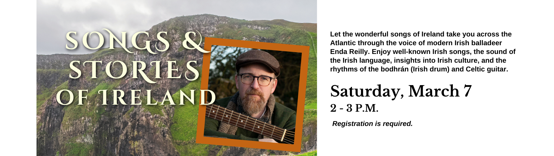 Songs and stories of Ireland on March 7 at 2 p.m.