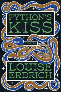 Illustrated book cover with brown and blue snakes, stars, and bold green text on a black background.