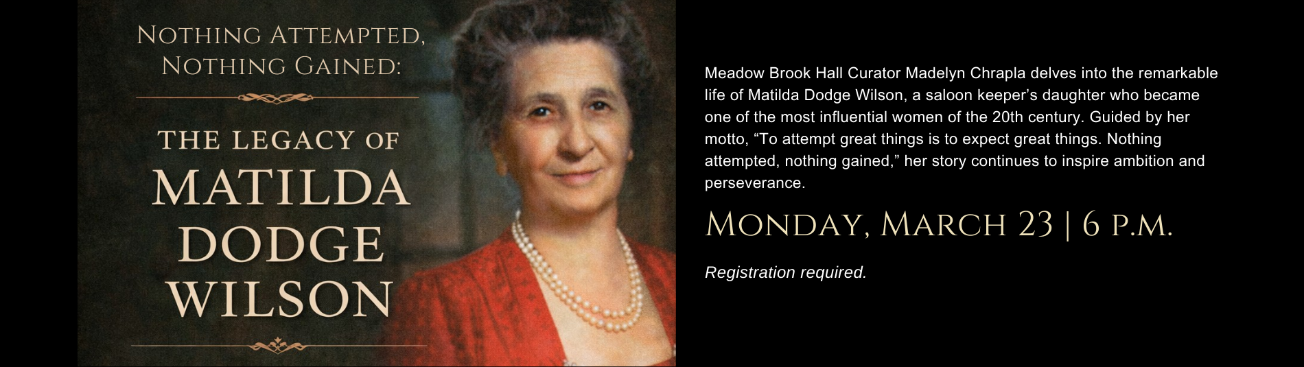 Matilda Dodge lecture on March 23 at 6 p.m.