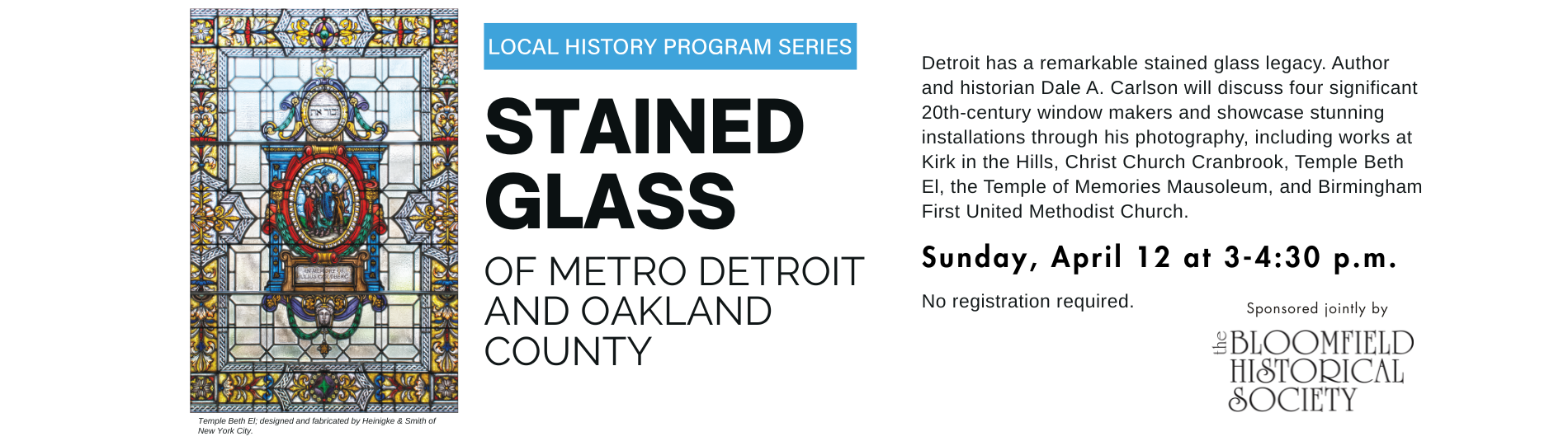 Stained Glass of Metro Detroit and Oakland County on April 12 at 3 p.m.