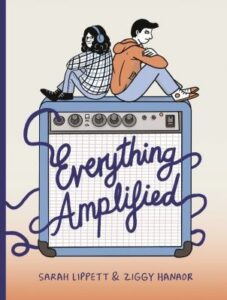 Cover illustration showing a girl and boy sitting back-to-back on a large guitar amplifier with bold text on the front panel.