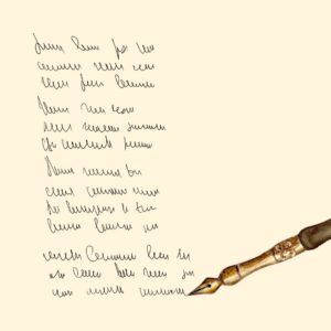 Fountain pen with a gold nib resting beside a handwritten cursive letter on cream paper, featured as a book cover image.