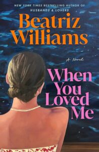 Book cover showing a woman with an updo and pearl necklace, viewed from behind as she looks over water at night.