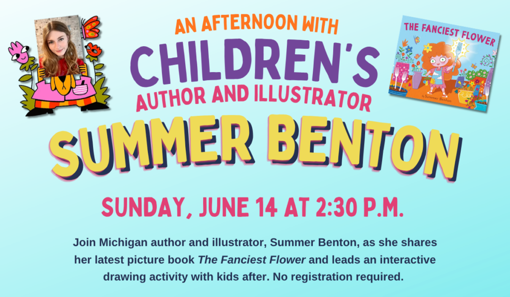 Children's author and illustrator Summer Benton on June 14 at 2:30 p.m.