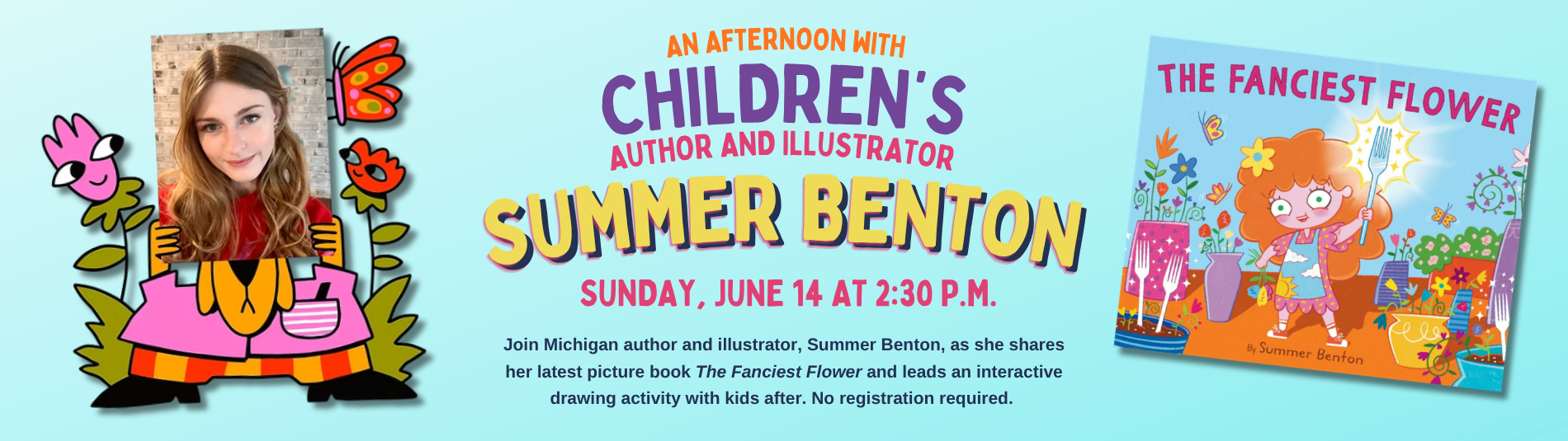 Children's author and illustrator Summer Benton on June 14 at 2:30 p.m.
