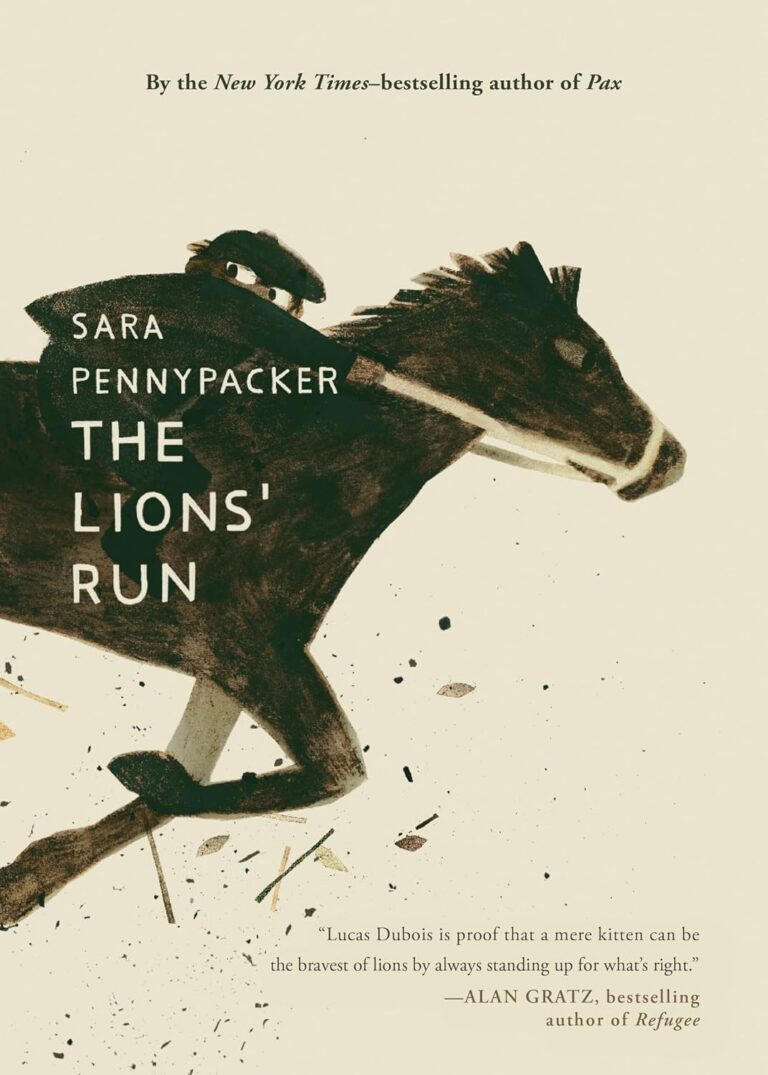 A boy riding a galloping horse against a beige background.
