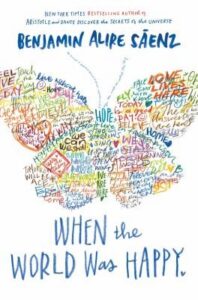 Book cover showing a butterfly shape made of colorful handwritten words and phrases on a white background.