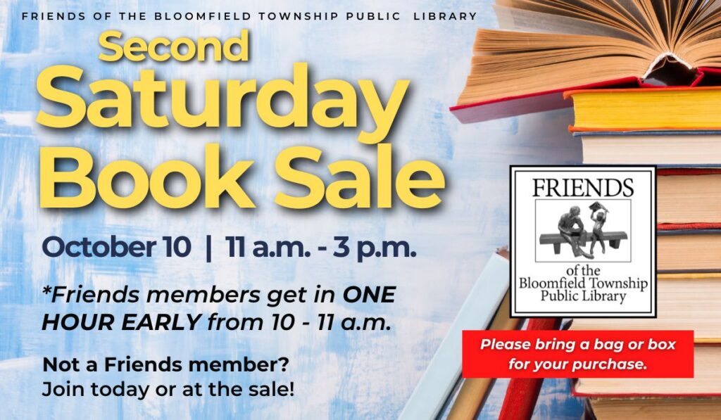 Book Sale on October 10 at 11 a.m. to 3 p.m.