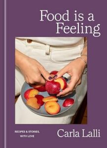 Book cover featuring a pair of hands slicing a red stone fruit into a bowl.