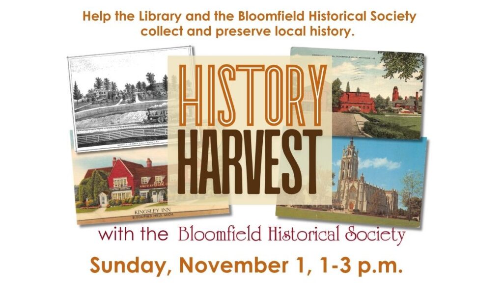 History Harvest on November 1 from 1-3 p.m.