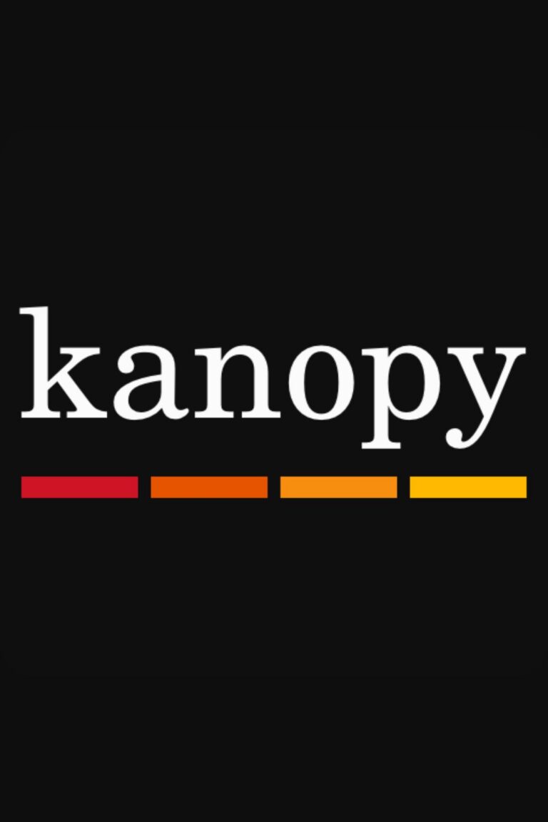 White lowercase serif text centered above four horizontal bars in shades of red, orange-red, orange, and yellow on a solid black background.